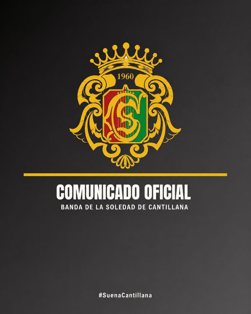 BandaCantillana's tweet photo. 🟡 |𝐀𝐂𝐓𝐔𝐀𝐋𝐈𝐃𝐀𝐃| 

Nos complace anunciar la renovación con la 𝐇𝐞𝐫𝐦𝐚𝐧𝐝𝐚𝐝 𝐝𝐞 𝐥𝐚 𝐌𝐢𝐬𝐞𝐫𝐢𝐜𝐨𝐫𝐝𝐢𝐚 para acompañar musicalmente un año más la procesión del 𝐂𝐨𝐫𝐩𝐮𝐬 𝐂𝐡𝐫𝐢𝐬𝐭𝐢.

Será un honor volver a poner nuestros sones🎶

#SuenaCantillana https://t.co/QcSw7MRnXC
