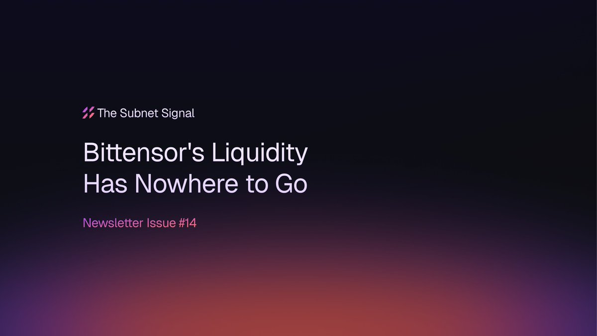 manifoldlabs's tweet photo. This week's issue of The Subnet Signal: Bittensor's Liquidity Has Nowhere to Go.  

→ The wrappers are live. No deep pool on BT EVM to trade. 

→ Lending, vaults, and yield routing all hit the same wall. 

→ What one venue unlocks for the entire stack. https://t.co/QHRTxAZBUi