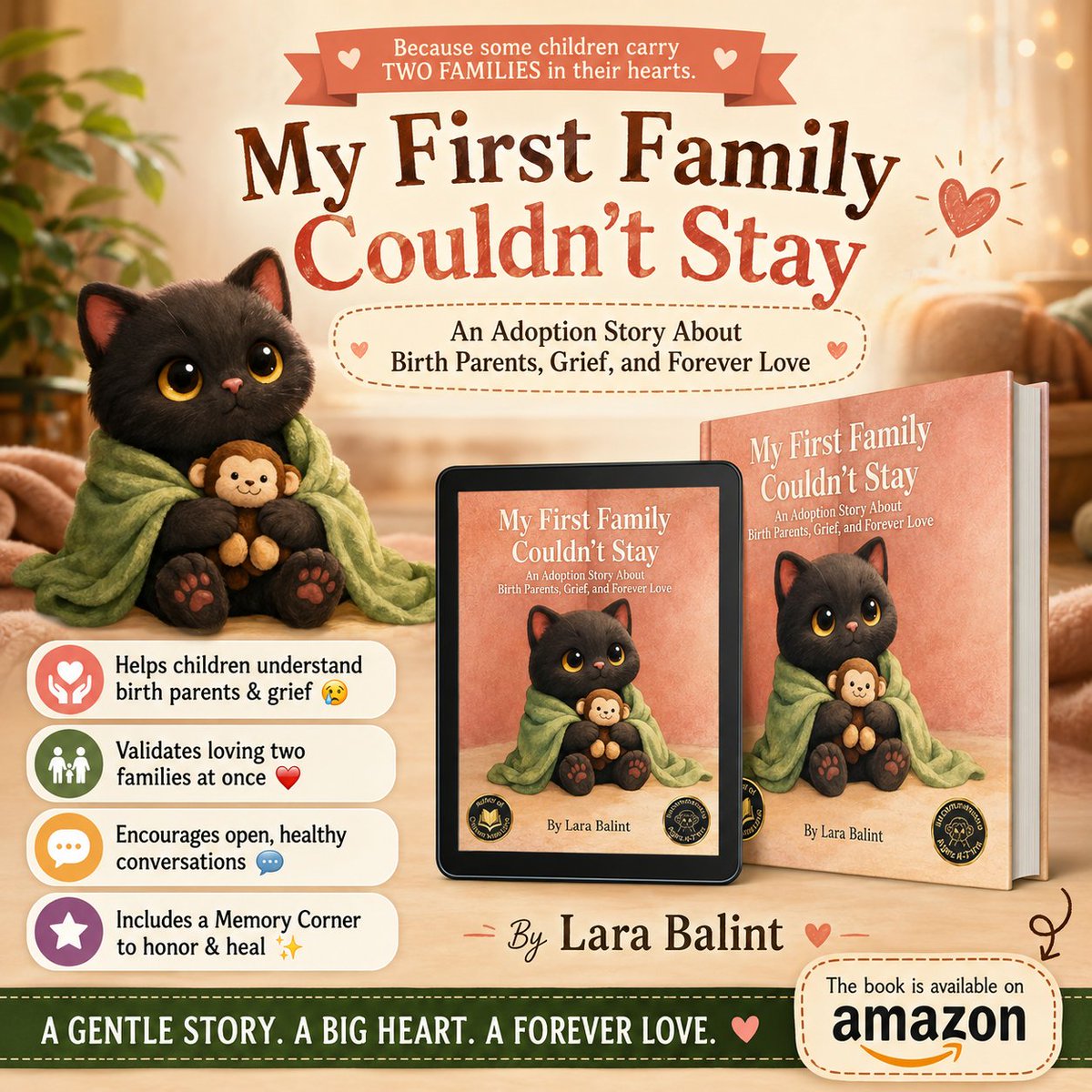 Bookspotli18191's tweet photo. 🐾💖A Beautiful Story About Adoption, Grief &amp; Forever Love💖🐾
📚 My First Family Couldn’t Stay: An Adoption Story About Birth Parents, Grief, and Forever Love
✍️By Lara Balint
🛒Get your copy here
https://t.co/5z10fhbcJ5👈
#AdoptionStory #ChildrensBooks #PictureBook  #KidsBooks https://t.co/tyaw0SOZQf