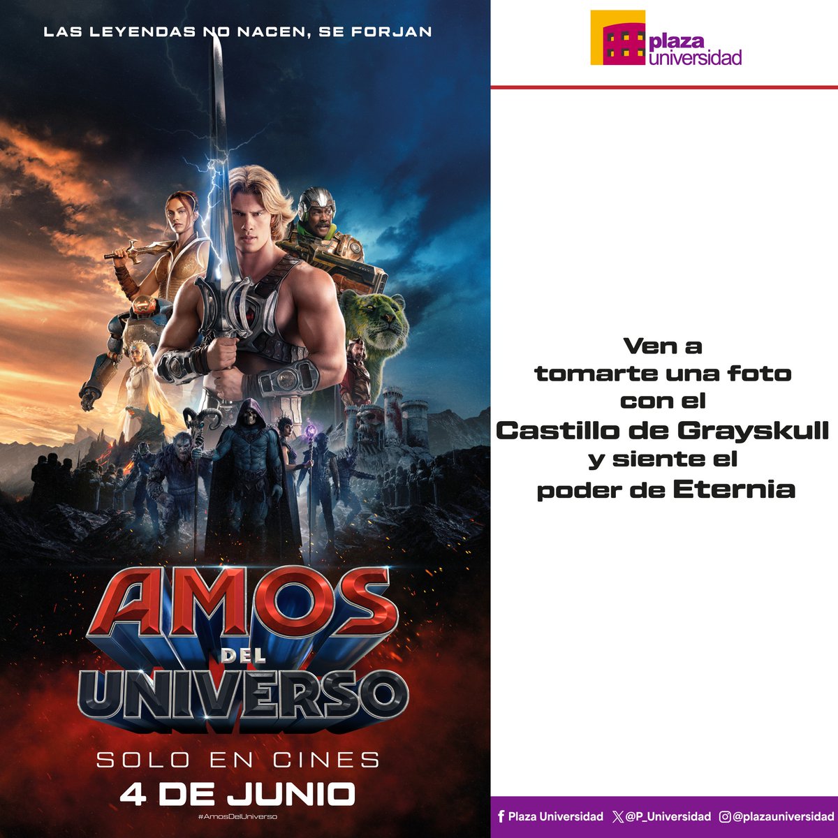 P_UNIVERSIDAD's tweet photo. ¡El poder de Eternia llega a Plaza Universidad!
Ven a tomarte la foto en nuestro set del Castillo de Grayskull y prepárate para sentir el poder de los héroes más legendarios https://t.co/ghnnIfsqiD