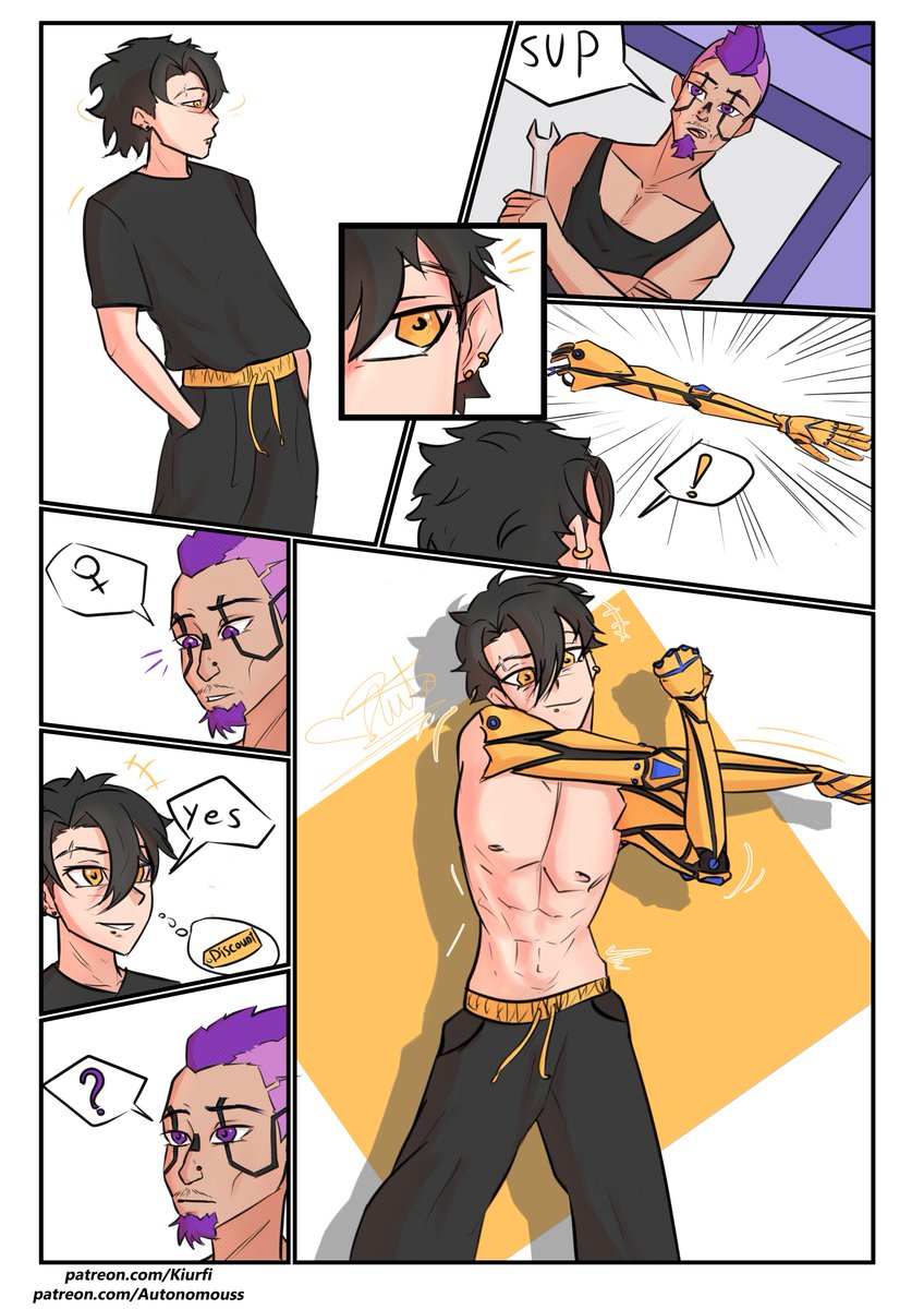 kiurfi's tweet photo. ✨ Cyberware Turned Me Into A Girl... Feat @AutonomoussGm 

✨ Hello everyone!! Today I’m sharing this short comic made in collaboration with @AutonomoussGm 🐮

🖊️ The story and initial character design were created by her, while the final character design was made by me! 🎨 https://t.co/qZ1w2mMxv6