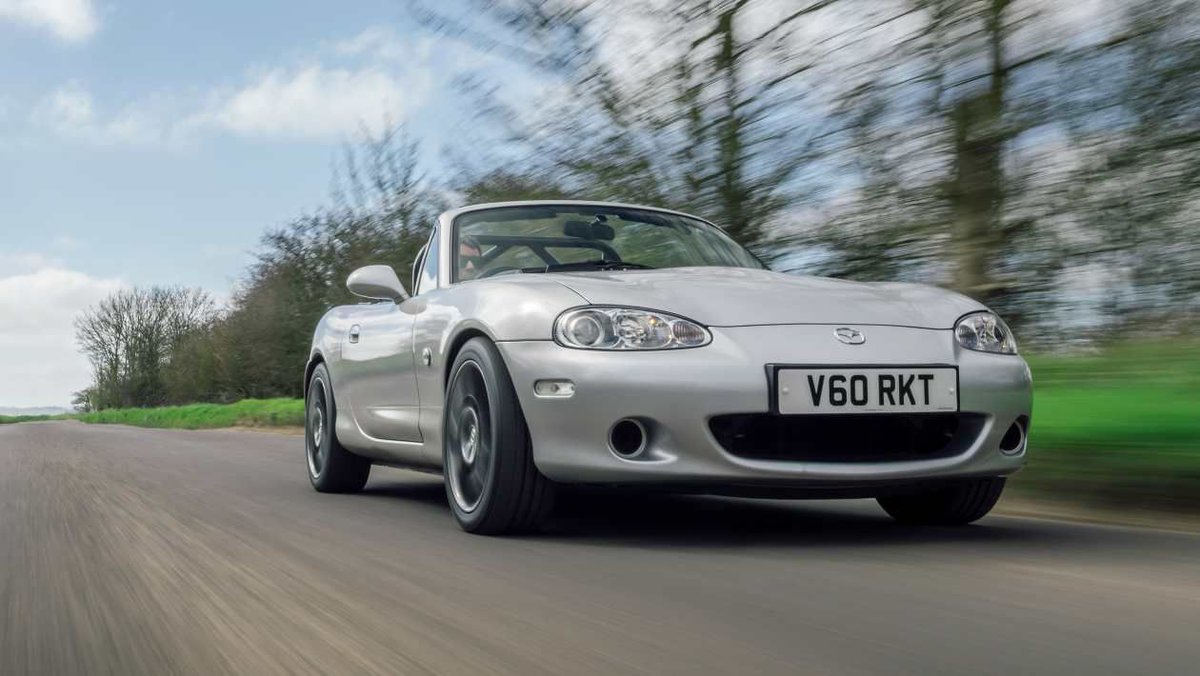 evomagazine's tweet photo. By putting a 340bhp Jaguar V6 in Mazda's MX-5 specialist Rocketeer has created one of 2026's unexpected driving hits. https://t.co/RiIoZmYDJW