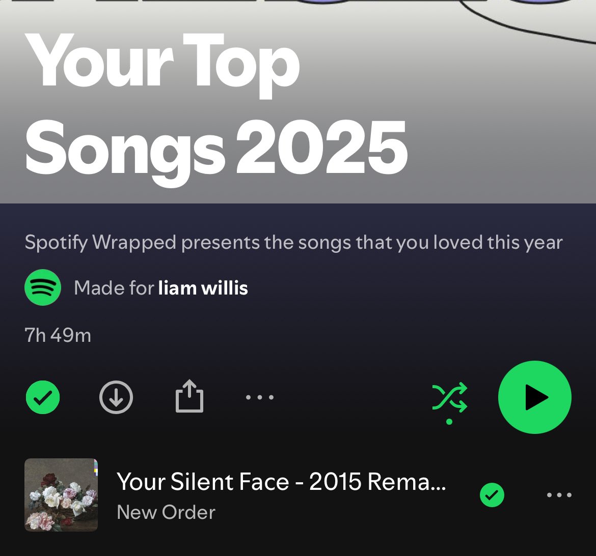 liamwillis_'s tweet photo. AND my top played song of 2025! He has taste https://t.co/mhjwtvv8MA