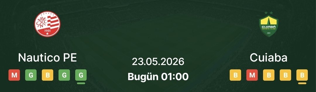 forlanaliz's tweet photo. 🇧🇷 Nautico PE - Cuiaba

Nautico evinde Cuibaya kaybetmemiş ve iki maçta da 2 gol atmış. Son formları da bu senaryonun yeniden yaşanma ihtimalini güçlendiriyor AMA oranları incelediğim zaman geçmişte bu oranlara ve düşüşlere sahip maçlarda deplasman ekibinin sürekli gol bulduğunu hatta bazılarını kazandığını gözlemledim. Deplasman ekibinin son formu bunu desteklemiyor ve bu maçta nasıl bir hikâye yatıyor bilmiyorum ama geçmiş bugünü doğru yansıtıyorsa yüksek ihtimalle karşılıklı goller izleyeceğiz. Nautico'nun evinde gol atamayacağını düşünmüyorum. Oranı 2, bu yüzden bu orana bu risk değer diyorum çok maç yok zaten. Beklentiye fazla girmeden sizi üzmeyecek şekilde atışınızı yapın.

⚽️ KG var
🤫 1:1, 1:4 skor.