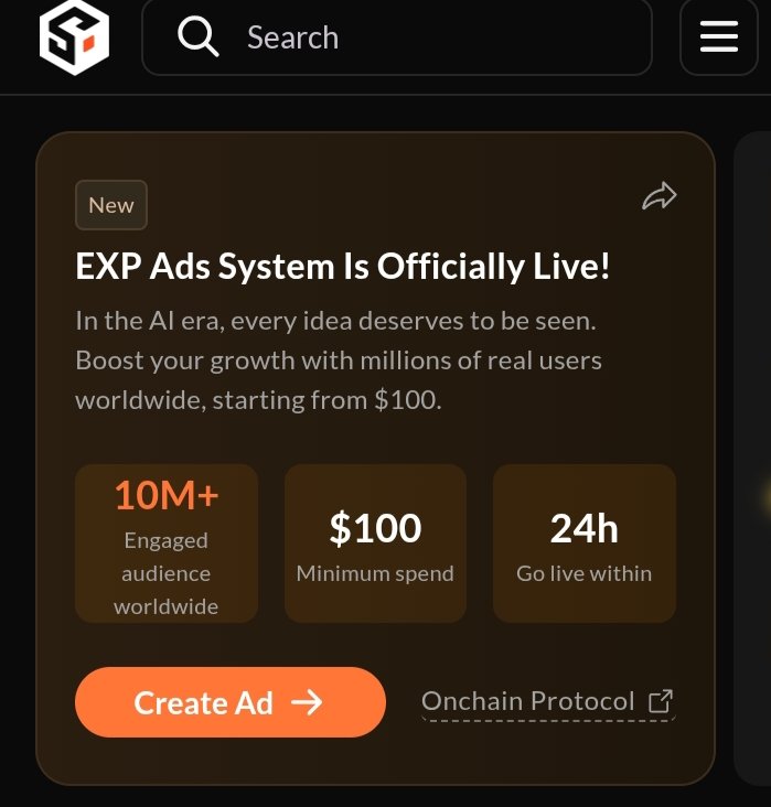 ismail_sul66181's tweet photo. SoSoValue just leveled up.
The new EXP Ads System is live—unlocking faster growth, wider reach, and access to 10M+ engaged users worldwide.
#SoSoValue #Web3 #Crypto #EXPSystem https://t.co/56aQFHBfuG