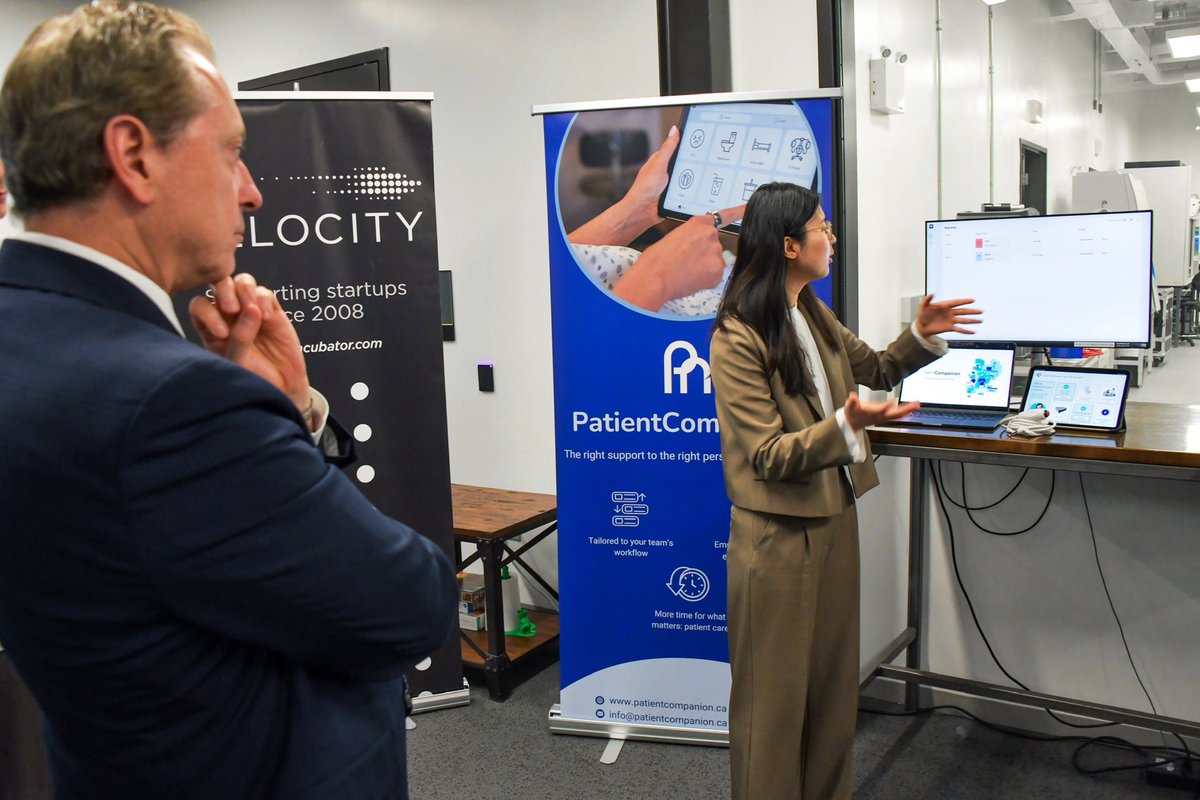 stcrawford2's tweet photo. Ontario’s next generation of innovators and entrepreneurs are building the future right here at home.

It was a pleasure touring @UWVelocity at @UWaterloo and learning how they help students and early-stage founders turn bold ideas into growing companies.

Programs like this play an important role in helping entrepreneurs access the support, mentorship, and connections they need to grow, create jobs, and drive Ontario’s economy forward.