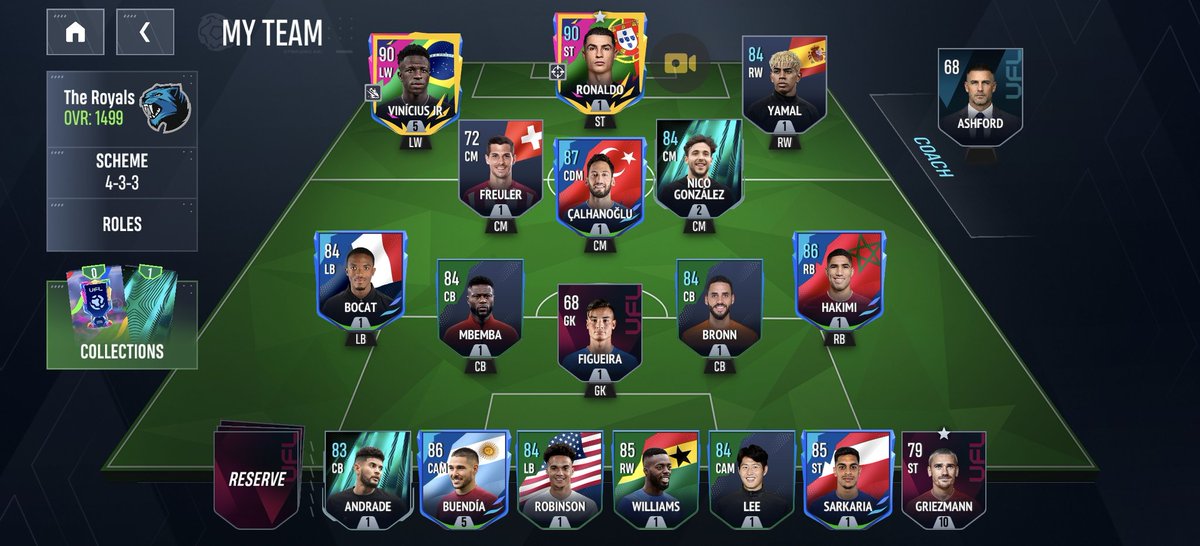 DogdayGoad's tweet photo. @uflgame_mobile why is myvinicius is replaced onthe pich by a 69 player vincenzo forillo ? 

and my standard yamal become special player 

what is that bug https://t.co/svJnTFDR6K