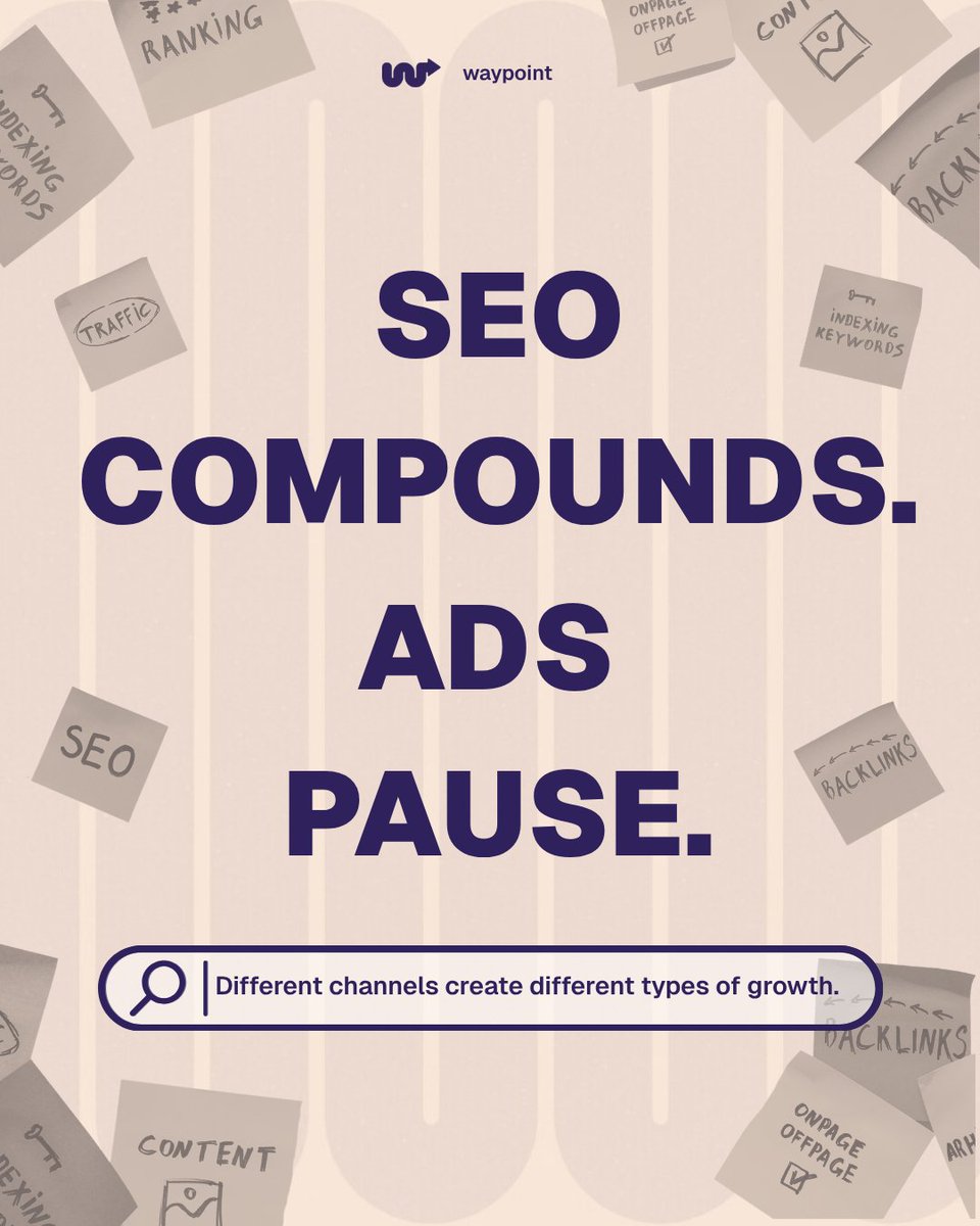 hiwaypoint's tweet photo. 1/4 Seo compounds. Ads pause.
#SEO #PaidAds #DigitalMarketing #GrowthStrategy #PerformanceMarketing #SearchMarketing #ContentStrategy #ScalableGrowth #WaypointAgency #BuildToScale https://t.co/skrdt7QPLx