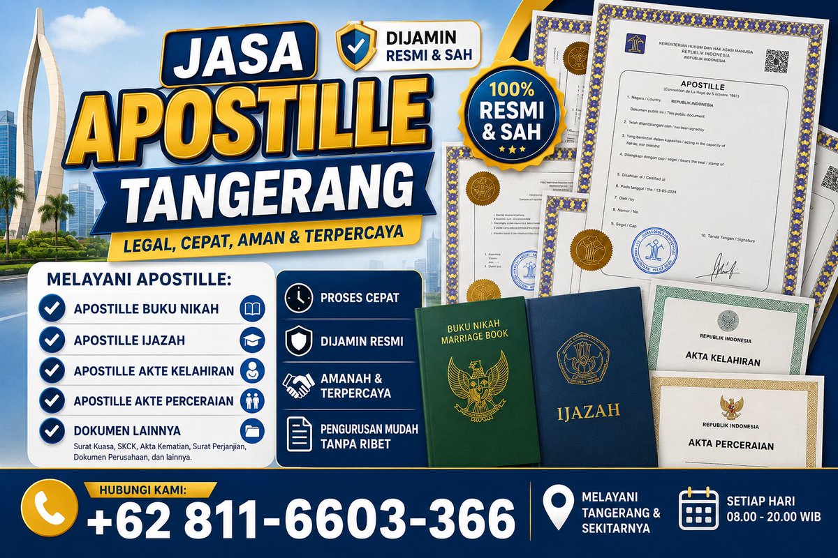 Apostile_Jkt's tweet photo. Jasa Apostille Tangerang Menawarkan Pengurusan Legalisasi Dokumen Di Kemenkumham Dengan Cepat Dan Juga Aman . Bagi Anda Yang Tinggal Di Luar Negeri , Saat Ini Tidak perlu Untuk Pulang Ke Indonesia Jika Ingin Membuat Apostille Dokumen Di Kemenkumham .

https://t.co/icw5zAwhD3 https://t.co/H5C0OjUhiD