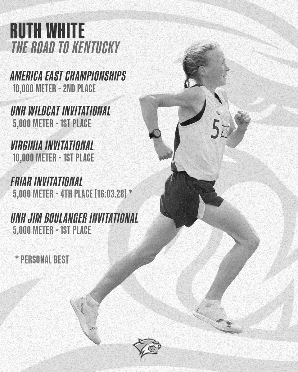 UNHTrackField's tweet photo. Ruth White will run the 10,000-meter race at the NCAA East First Round for the second consecutive year! Stay up (kinda) late for the 9:10 PM start on May 28. 

Press release ➡️ https://t.co/tl5j2z5Rc3

#BeTheRoar https://t.co/jBdgamcUoE