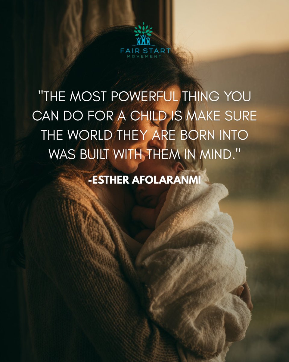 FairStartOrg's tweet photo. The most powerful thing you can do for a child is make sure the world they are born into was built with them in mind. Every child. No exceptions. 

Support FSM today 🌍 
https://t.co/gkkaHmQXRm

What world do you want every child born into? 👇

#FairStartMovement https://t.co/2a9YjQg3Bi