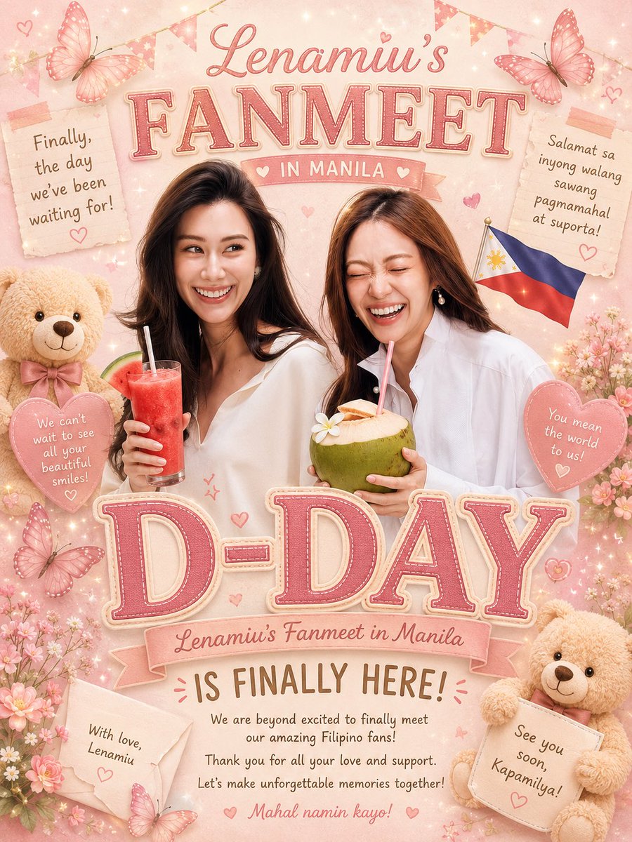 mitzymitzz's tweet photo. ✨ THE WAIT IS OVER — IT’S FINALLY LENAMIU FANMEET DAY! ✨

MGA BADING!!! Eto na talaga.

After all the waiting, late-night excitement, and endless anticipation, today we finally get to see LenaMiu with our own eyes. 

Manila, are we ready to make unforgettable memories with them today? 

Makikita ko na at makakausap ang mga asawa ko!!!! It feels surreal. 

LENAMIU LIGHTS UP MANILA
#LenaMiuFMinManilaDay1
#LenaMiu
#MiuNatsha
#LalinaLena 
#ลีน่าหมิว