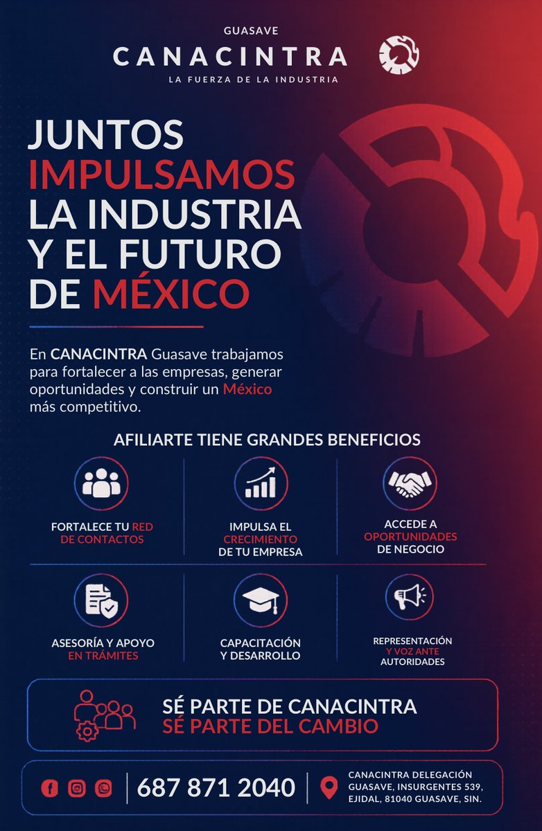 CANACINTRA_Gve's tweet photo. En CANACINTRA Guasave impulsamos el crecimiento de la industria, fortaleciendo a las empresas y generando oportunidades para nuestra región. Súmate a una red de colaboración, representación y desarrollo empresarial. ¡Juntos impulsamos el futuro de México! https://t.co/LeUlIaShTc