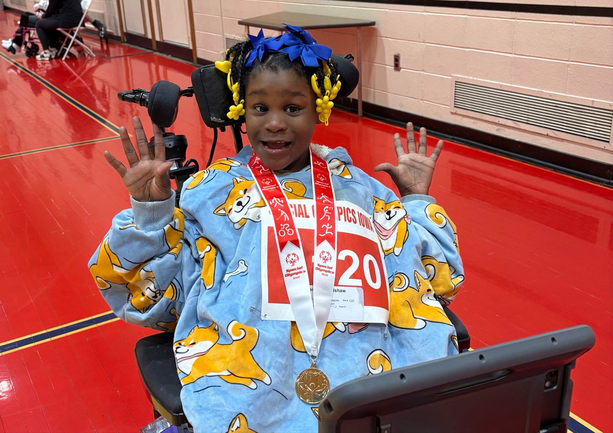 JohnstonCSD's tweet photo. We all cheered on our Johnston students who competed today at the state Special Olympics in Ames! We are so proud of you! 💜💛 We had several who made the podium including:
🥇 Alexandria won first place in the 30-meter motorized wheelchair 
🥇 Aurora captured first in the softball throw
🥇 Aaron placed first in the softball throw
🥇and 🥈 Alben took first in softball throw and second in the 50-meter dash
🥈 Alma took second in the 50-meter dash
🥉 Lal placed third in the 50-meter dash
🥉 Henry took third in the 100-meter walk
🏅Alex placed fourth in the softball throw
🏅Dylan took fourth in the 100-meter walk
🏅Monica placed sixth in the 50-meter walk