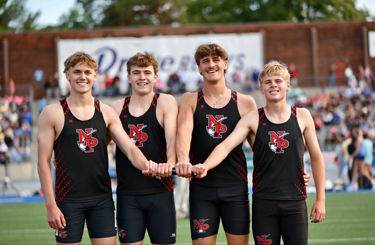 npboystrack's tweet photo. 4x2 team of P Chrisco, M Ackerman,  A Rademacher, C Blake finish 7th and break the school record! https://t.co/tKmqg6wae7