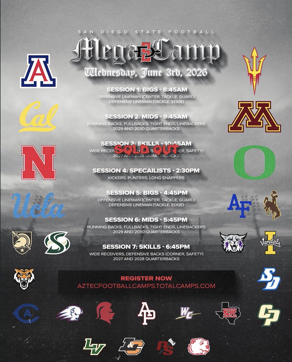 calebcentanni's tweet photo. I will be at SDSU on 6/3 for they mega camp at 5:45pm. Blessed for the opportunity to go out and compete!
@CJPollard1 @BrandonHuffman @SpencerSDSU @Coach_Ike19 @MVNighthawkFB @BRayStutzmann https://t.co/xCYgaJPNL3