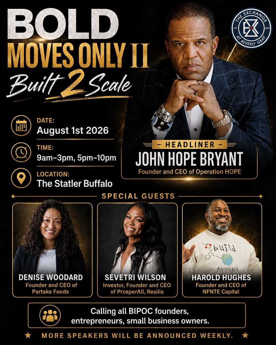 TheExchangeBG's tweet photo. The Bold Moves Only II: Built 2 Scale lineup keeps growing.

Nicole Davis — Founder &amp; Designer, Franci by Nicole Davis
Jessica Matos — Sr. Account Director, WPP Production México; Former Netflix US &amp; LATAM
Jason Brown — Head of Sales, JM Hospitality https://t.co/sxX6cyY7Zg