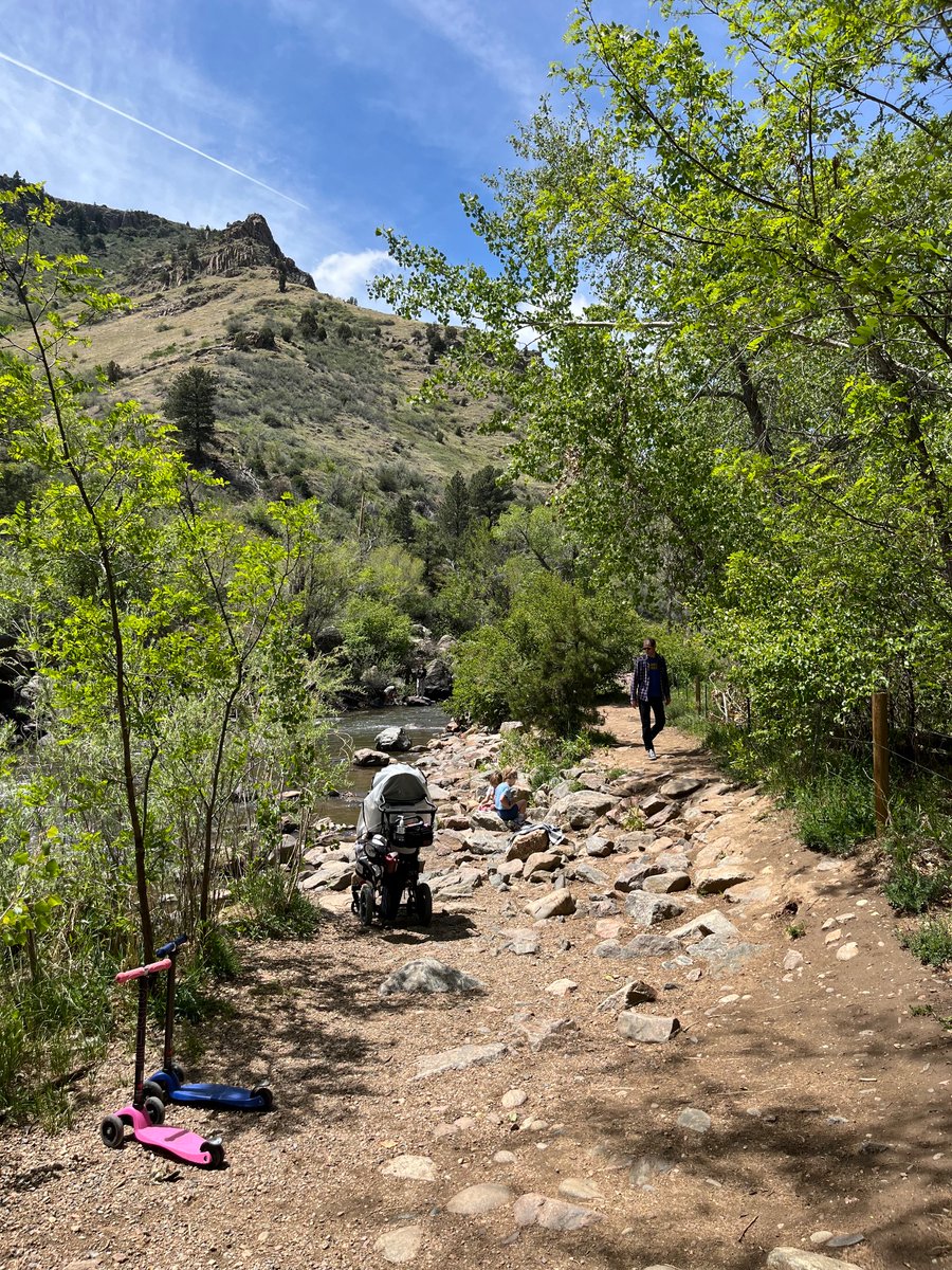 AdSkillern's tweet photo. Bless God for paved trails for the kiddo in a wheelchair, snow melt in Clear Creek, the scent of conifers baking in the sun, and a good man to enjoy it all with. https://t.co/80rzzyAXGl