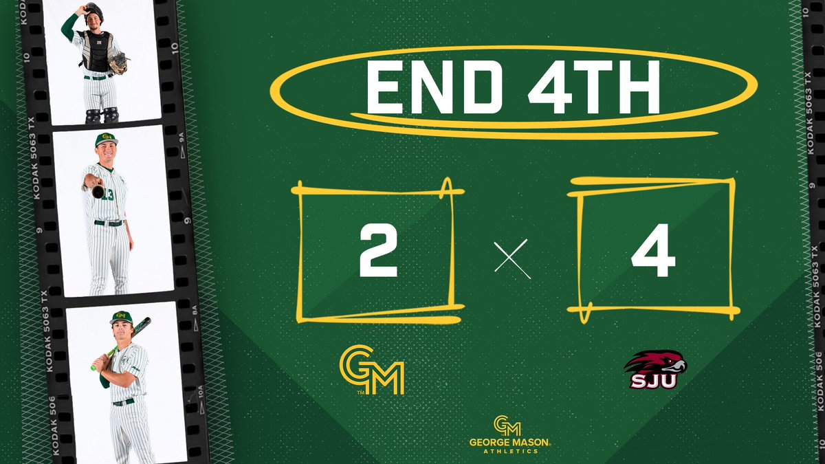 MasonBaseball's tweet photo. End 4th #A10BASE | Hawks put up three and take the lead. Pats' bats are up now.

DUE UP: Vaughan, Westley, Morse

GMU - 2, SJU - 4

📺WATCH: https://t.co/gd3DVyz5ZR
📊LIVE STATS: https://t.co/vTXYwPn2CW

#GoPats🔰 | #MasonNation https://t.co/q0mhDjiTtV