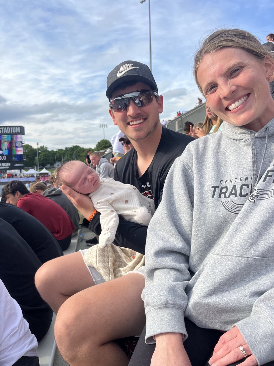 npboystrack's tweet photo. Blake Alan Rampton makes his first appearance at a track meet! State Track meet! Coach Rampton &amp; Coach Claire are proud parents! https://t.co/e5HRCox8qI