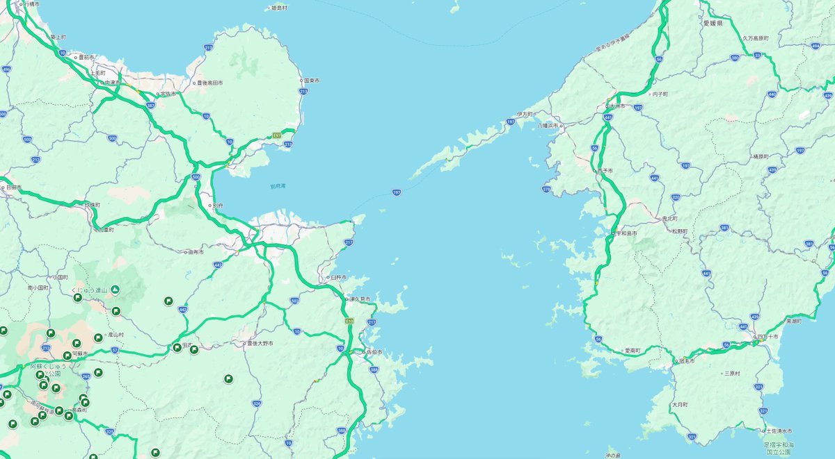 miruna_pc's tweet photo. 九州と四国結ぶフェリーがあるんだけど、航路はGoogle map上では国道表示になってる！ https://t.co/2Tiv4ayWgN
