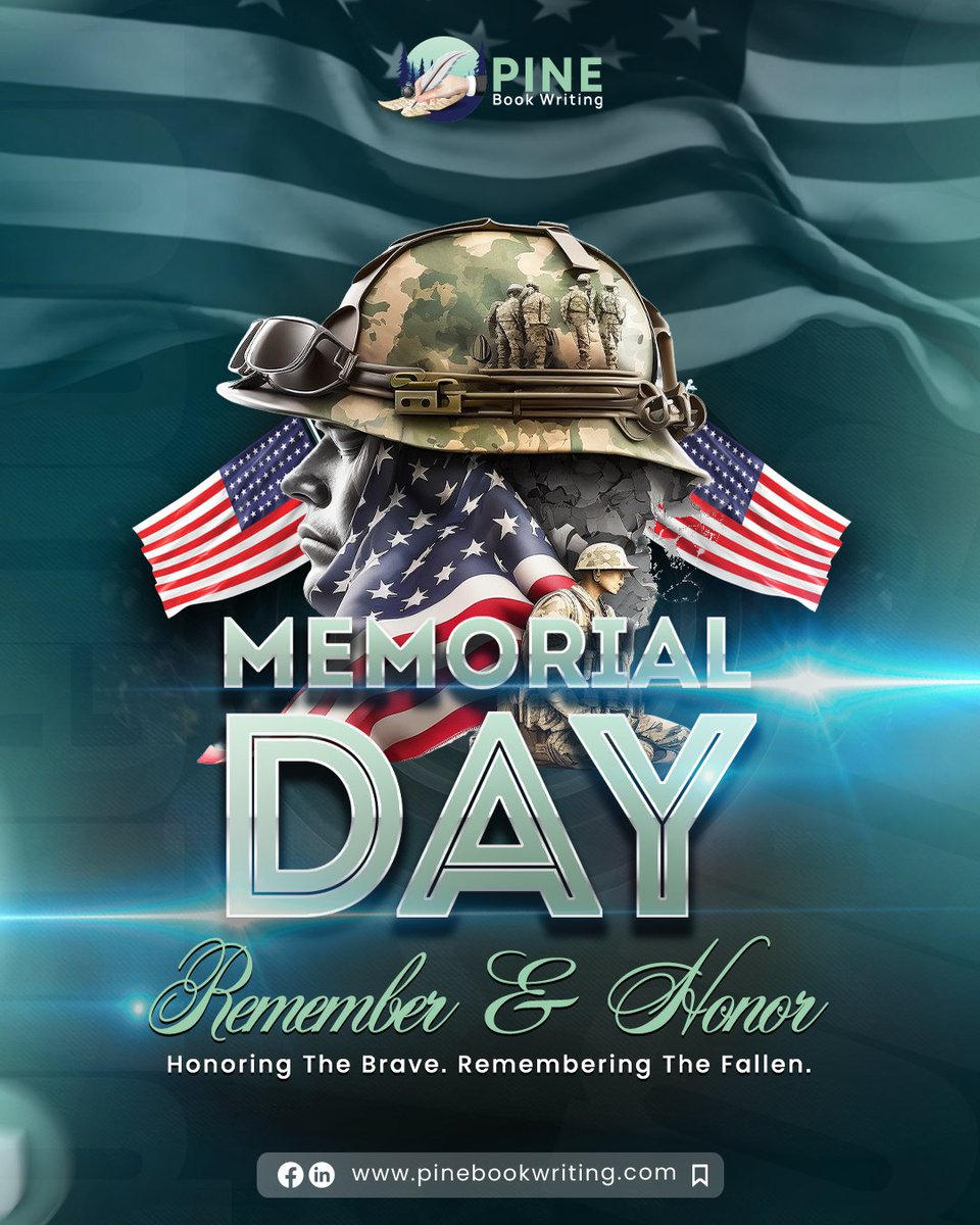 pinebookwriting's tweet photo. Today, we honor the courage, sacrifice, and legacy of the heroes who gave everything for our freedom. Their bravery will never be forgotten.

Honoring the Brave. Remembering the Fallen.

#MemorialDay #RememberAndHonor #MemorialDay2026 #USA  #PineBookWriting #BookWriting #Authors https://t.co/TVCbHzpwPV