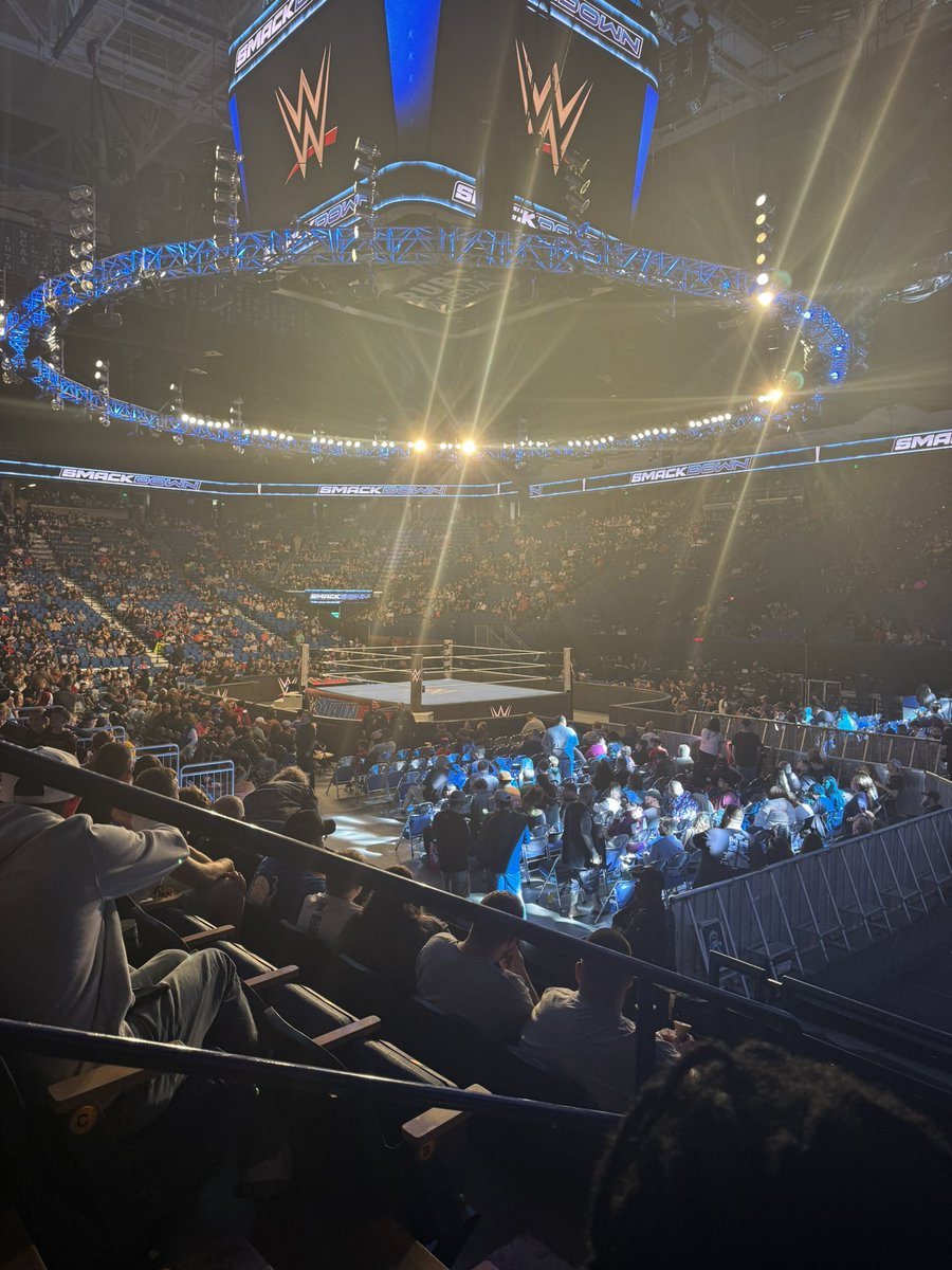 Cjones6776's tweet photo. Our view for tonight’s festivities.  #smackdown #wewantkross https://t.co/2bxhFAz3ip