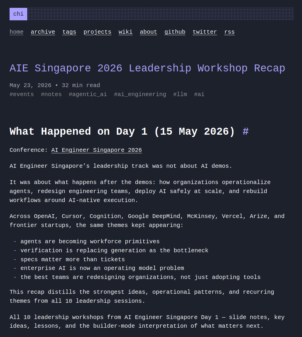 cedric_chee's tweet photo. My field report on how frontier organizations are operationalizing AI-native systems @aiDotEngineer SG Day 1

https://t.co/JbmW9GVUQ8 https://t.co/Cw2c8vYBkz