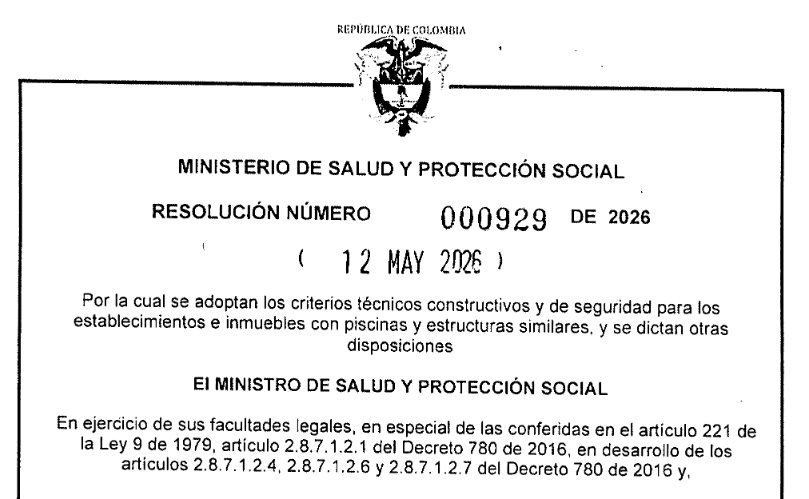 NormatividadCEL's tweet photo. Resolucion 929/2026. Se adoptan los criterios técnicos constructivos y de seguridad  para los establecimientos e inmuebles con piscinas y estructuras  similares, y se dictan otras disposiciones https://t.co/kk4chVgyYc https://t.co/4qHczqrUb4
