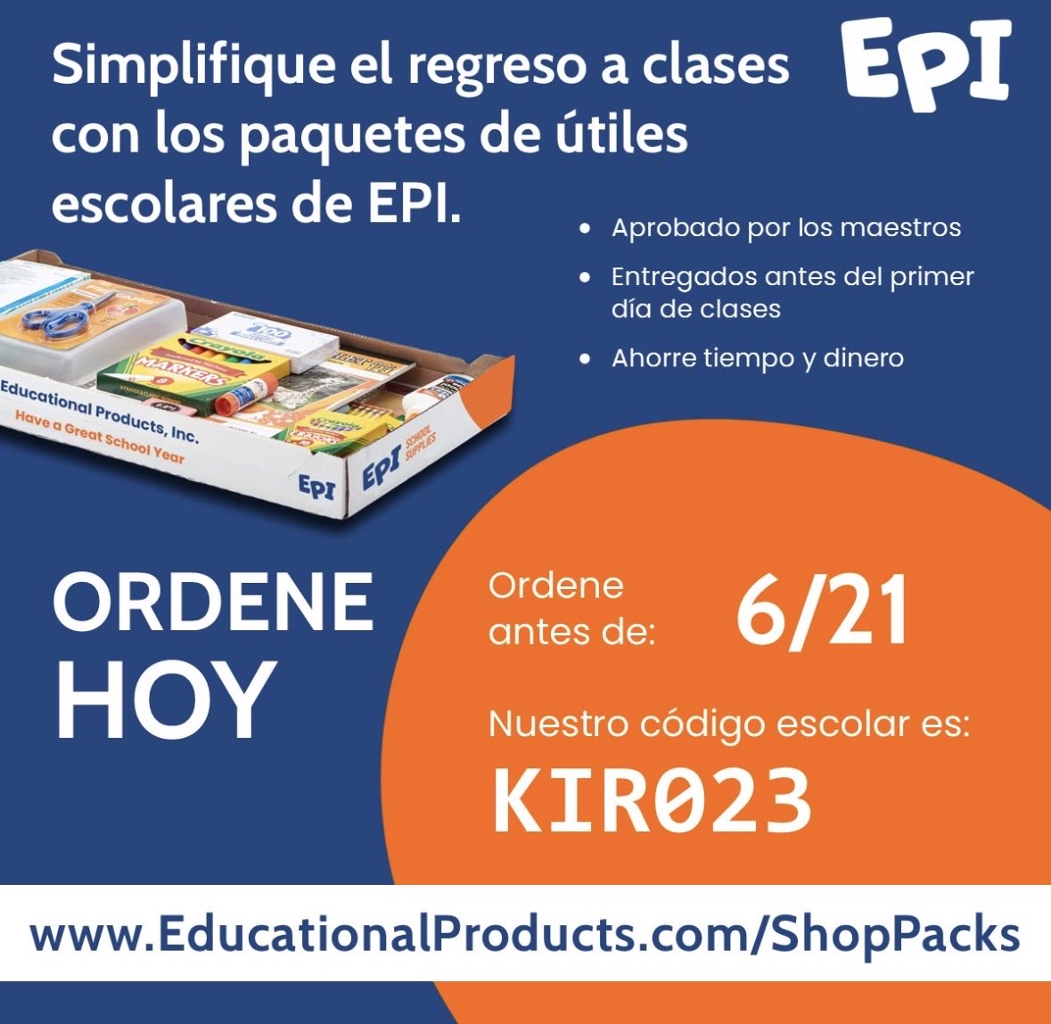 KirkElementary's tweet photo. 📚 School Supply Kits for 2026–2027 are now available! ✏️🎒

Order by June 21! #KirkCan

 ¡Los paquetes de útiles escolares para 2026–2027 ya están disponibles!

¡Haz tu pedido antes del 21 de junio! https://t.co/Kd8l9wXLZ8