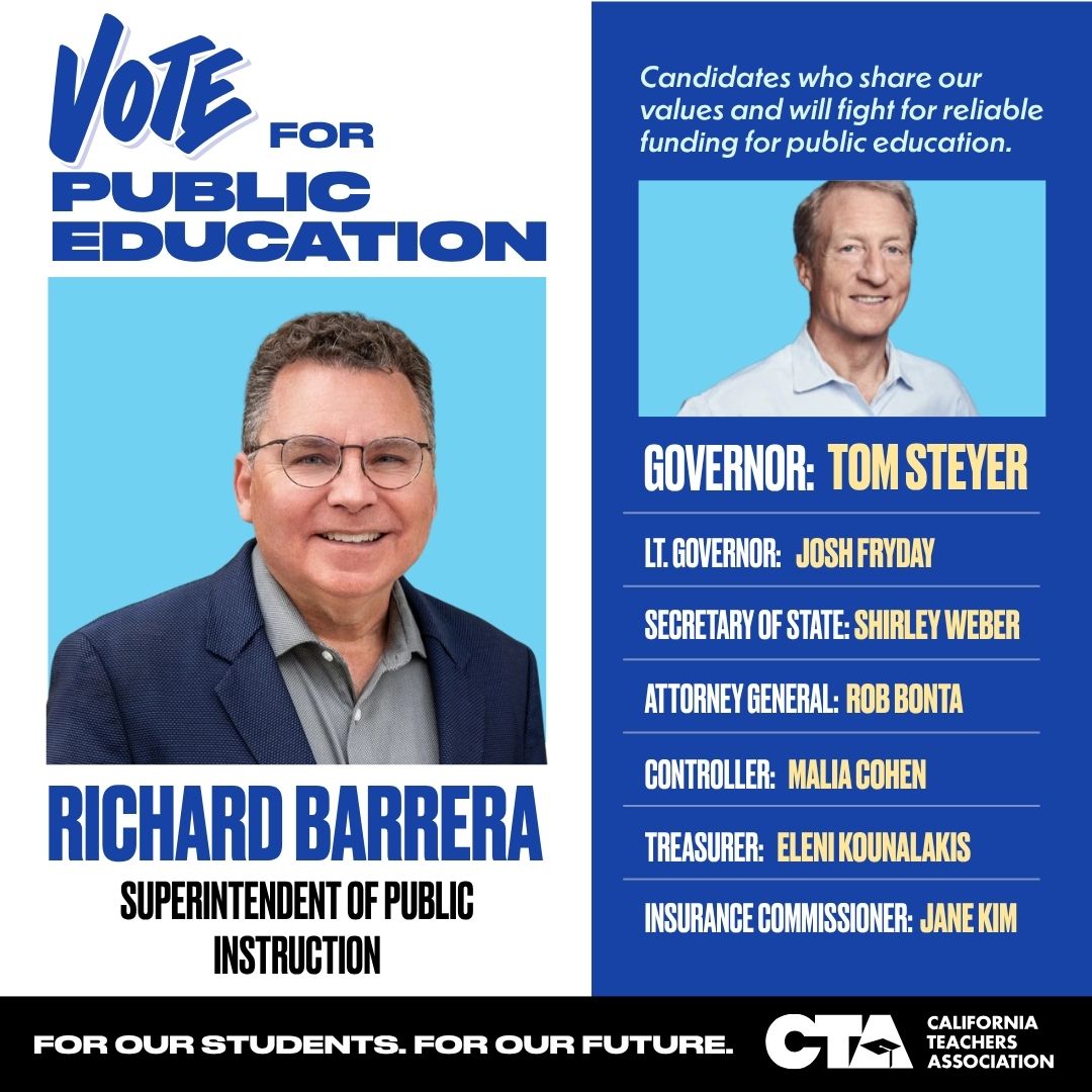 WeAreCTA's tweet photo. VOTE for Public Education!

✅ Check out the list of CTA recommended candidates and learn more at https://t.co/gGyA8RhsI0 
🗳️ VOTE on or before June 2 https://t.co/Du3tyKKLXr