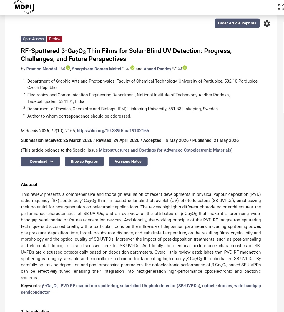 itsdranand's tweet photo. New review article published: Recent advances in RF-sputtered β-Ga2O3 #Semiconductors solar-blind UV #photodetectors for high-performance #optoelectronic and #photonic applications.
@MDPIOpenAccess
@Sensors_MDPI
@Molecules_MDPI

Interested may read- 📚 📖 
https://t.co/BFs54YjIlH https://t.co/MfJYEMT0oT