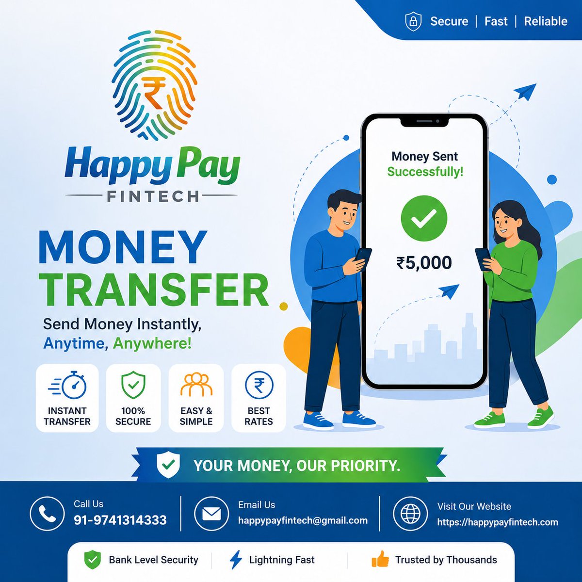 HappyPayFin's tweet photo. 💸 Instant Money Transfer with HappyPay Fintech!

Send money anytime, anywhere — fast, secure &amp; hassle-free 🚀

✅ 100% Secure
✅ Easy &amp; Simple
✅ Best Rates
💚 Your Money, Our Priority
📞 91-9741314333
🌐 https://t.co/lWTeTO0qjA

#HappyPay #Fintech #MoneyTransfer https://t.co/MZtn0Yy7TQ