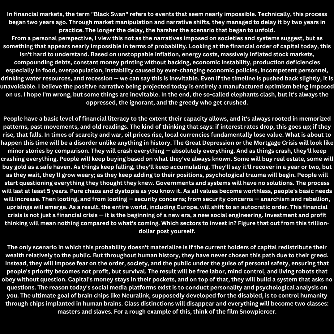 manfrom_future's tweet photo. History is full of people who trusted their playbooks. Buy gold, buy property, buy BTC… This time, the playbook burns. The Great Depression will look like a footnote. Are you ready? 🦢🖤 #BlackSwan #Bitcoin #BTC #Crypto #FinancialCrisis https://t.co/x3zEBgf3DI