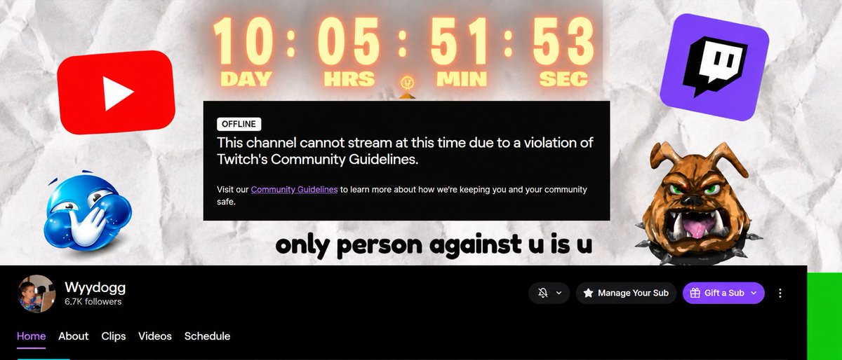 WyydoggUpdates's tweet photo. Breaking: A strange timer has popped up above Wyydogg's Twitch channel👀 https://t.co/Rd3c25EO7Z
