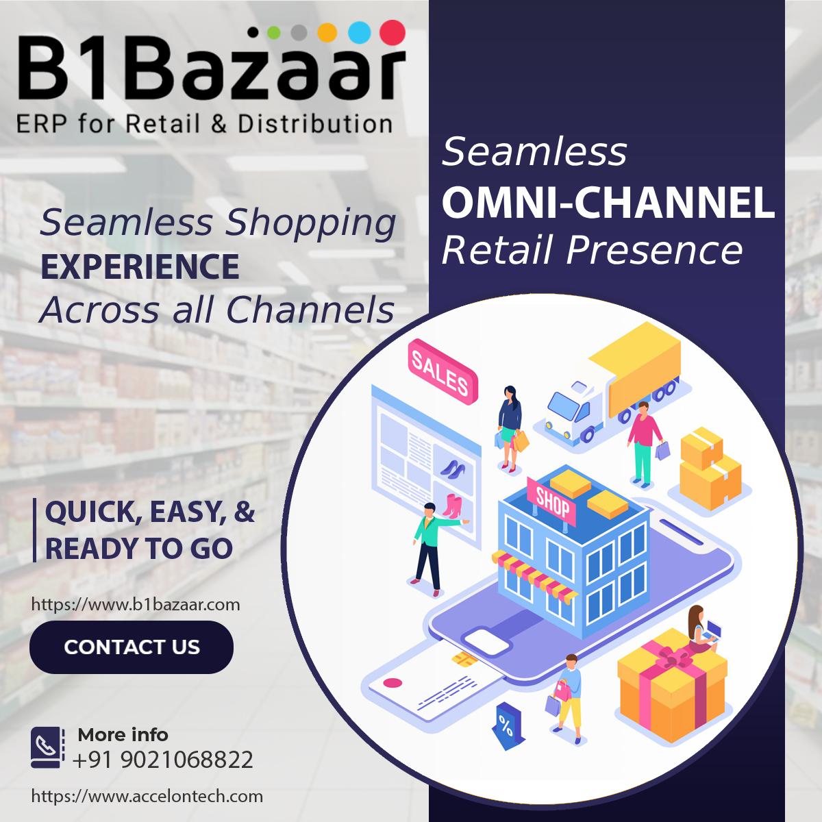 🚀 Master Omnichannel Retail with B1Bazaar

Connect your POS, eCommerce, and mobile sales into one seamless customer journey and deliver a smarter retail experience across every channel.

✔ Unified retail operations
✔ Better customer experience
✔ Real-time visibility
✔ Higher