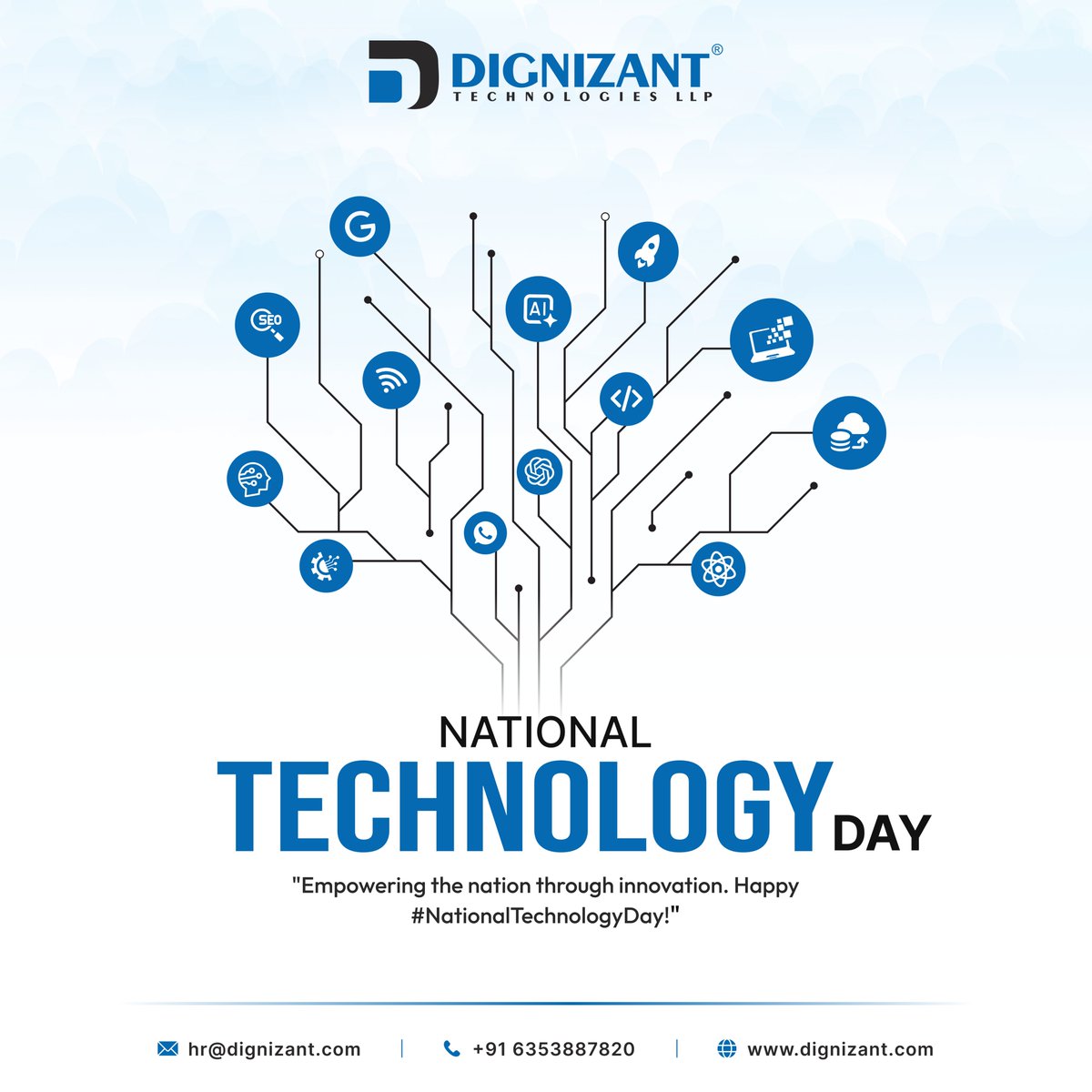 dignizant's tweet photo. 💻🚀 National Technology Day 🌐✨

Celebrating the power of technology, innovation, and the brilliant minds shaping the future. 💡🌟

#NationalTechnologyDay #Innovation #Technology #DigitalFuture #TechForGrowth #FutureReady #SmartSolutions #DignizantFamily https://t.co/NVXKwzMYGe