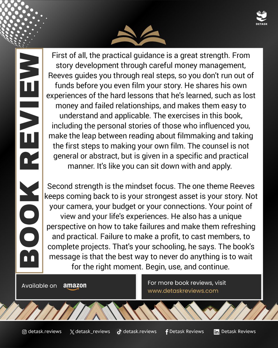 Detask_Reviews's tweet photo. Book Review of Shoot Your Shot: A Real-World Guide to Making a Movie by RaSean Reeves from Detask Reviews.

Author: RaSean Reeves @raseanreeves https://t.co/ViXbwcroQq