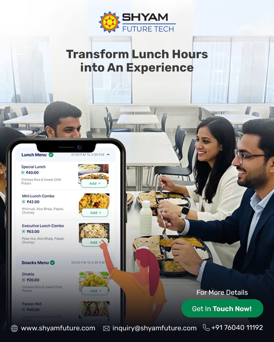 shyamfuturetech's tweet photo. Corporate canteens often struggle with long queues, manual billing, meal wastage, &amp; poor visibility into daily operations . Employees lose valuable time &amp; organizations lose efficiency .

With SFT Bites, you can transform your canteen into a happy dining experience . https://t.co/pb6zuLSK5b
