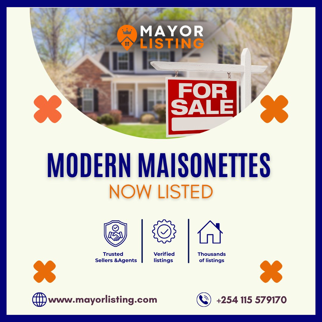 MayorListing's tweet photo. Modern Maisonettes are now listed on our platform! 🏡✨

Discover premium living spaces that combine comfort, style, and convenience, all in one place. 

📞 +254 115 579170
#ModernLiving #MaisonettesForSale #RealEstateKenya #MayorListing https://t.co/NrrIJYYTce