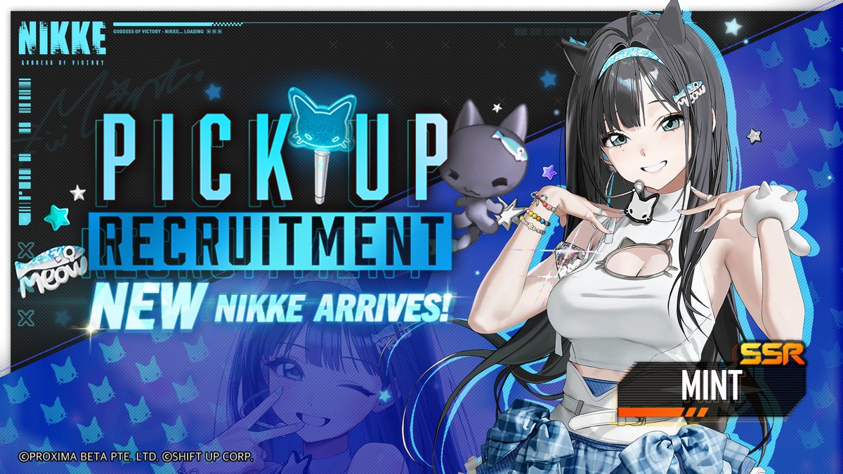 【Pick Up Recruitment Notice】

The gorgeous pop star and leader of T.T. STAR (Twinkle Twin Star), SSR Nikke 「Mint」 is coming soon~

「Mint」Pick Up recruitment begins simultaneously!

Pick Up Period
📅 5/14 (After Maintenance) ~ 6/4 04:59:59 (UTC+9)

Stay tuned!

#NIKKE
#Mint