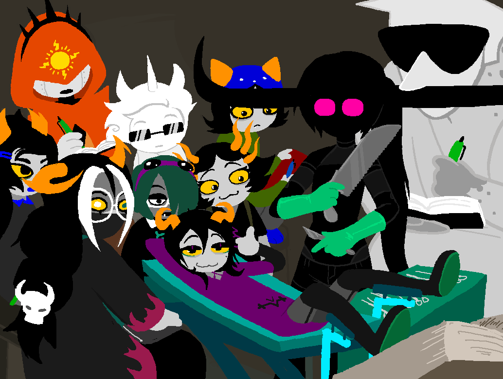 MarcyBelowFloor's tweet photo. So Hussie can draw multiple characters she chose to make the last supper look like that https://t.co/X6kpPZ072Q