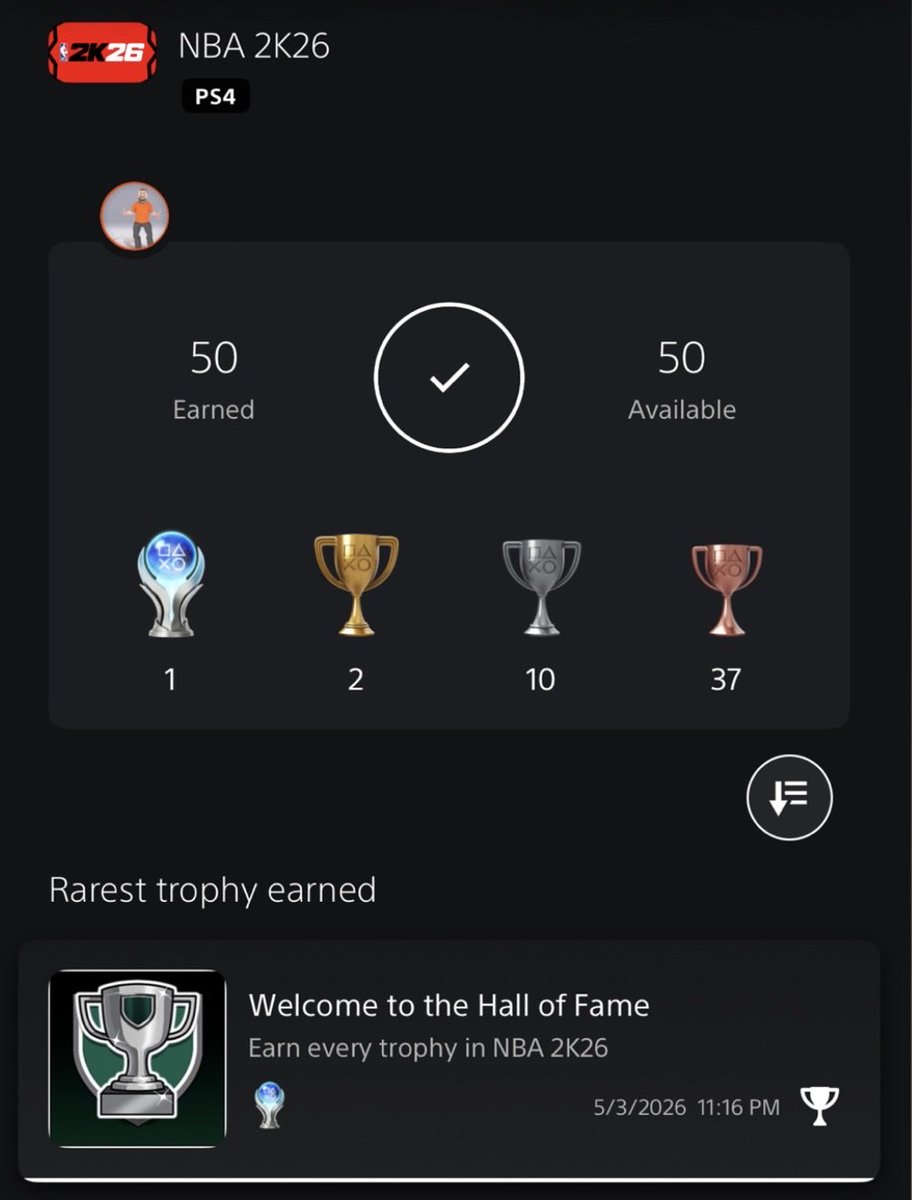 DaLamp337's tweet photo. Platinum 131: NBA 2K26 #PS4 https://t.co/6wrGLp72gr