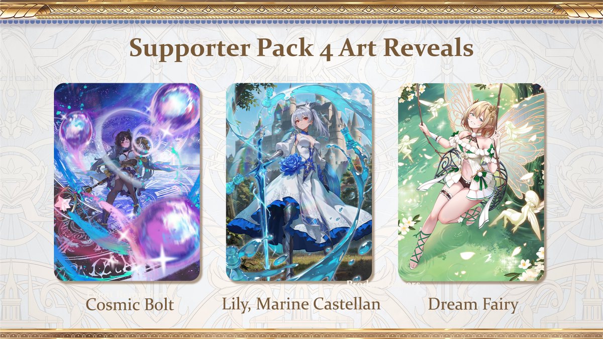 Supporter Pack 4 is debuting at Anime Expo 2026! Take a look at some of the new art featured in the set!

In addition, there will be some product changes compared to our previous Supporter Pack releases:

• Price $30 → $50

• CSR rate 1 in 25 boxes → 1 in 15 boxes

• Foil