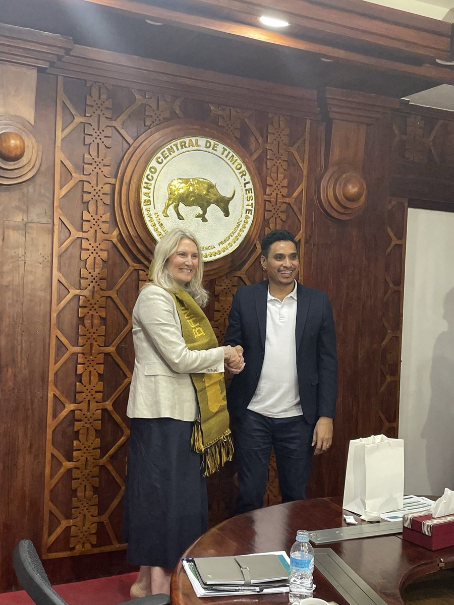 AusAmbCyberTech's tweet photo. A pleasure to meet with Governor of the Central Bank of Timor-Leste (BCTL) and his esteemed team to set the course for cyber security resilience. We discussed our mutual recognition of the importance of building trust and financial security through ensuring strong cybersecurity hygiene in Timor-Leste’s banking sector.