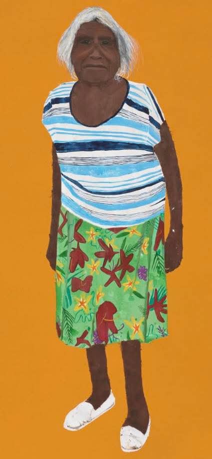 Aussie_GC_Man's tweet photo. $100,000 Archibald prize goes to Richard Lewer for his painting of an aboriginal elder 
Here is his other painting of naked people sitting around a table - ready to eat human heads on a plate 🤮 https://t.co/Zc8shkQ5jT