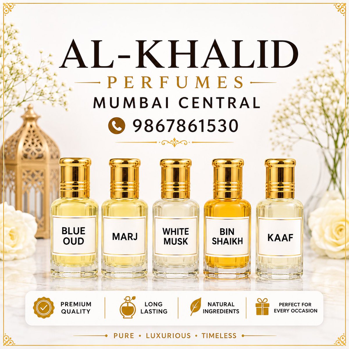 KhalidPalanpuri's tweet photo. AL-KHALID PERFUMES Mumbai Central ✨ Premium Attars Collection | Blue Oud • Marj • White Musk • Bin Shaikh • Kaaf | Long Lasting Luxury Fragrances | Best Arabic Attar in Mumbai | Contact 9867861530
Tags:
#AlKhalidPerfumes #ArabicAttar #BlueOud #WhiteMusk #BinShaikh https://t.co/8ilYaHrxEA
