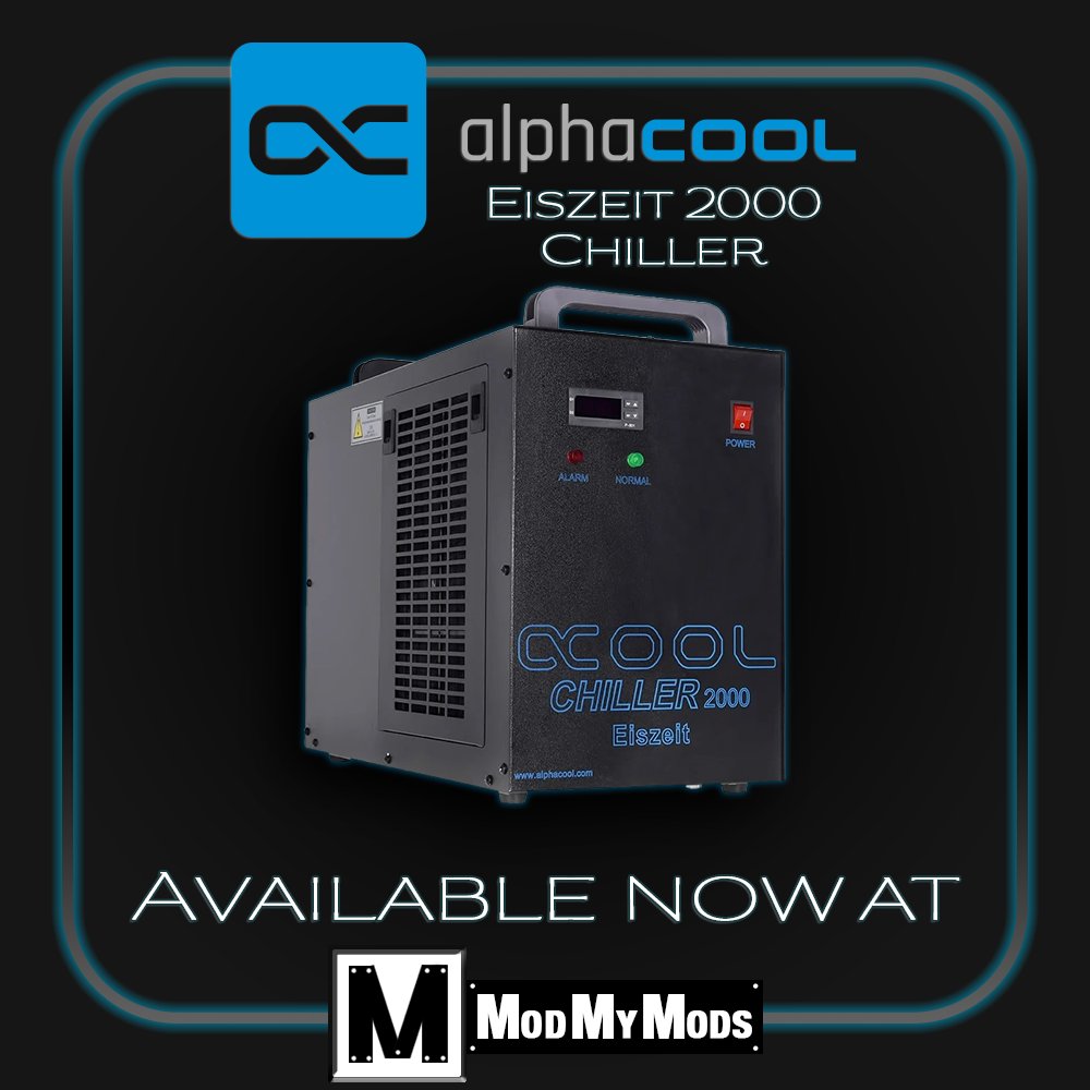 ModMyMods's tweet photo. Have a need to keep 1500W chilly? 🥶 @alphacool  has you covered with their Eiszeit 2000 Chiller! We have one in stock, so scoop it up before the weather gets too hot! 🥵 https://t.co/M7icT3vWo3