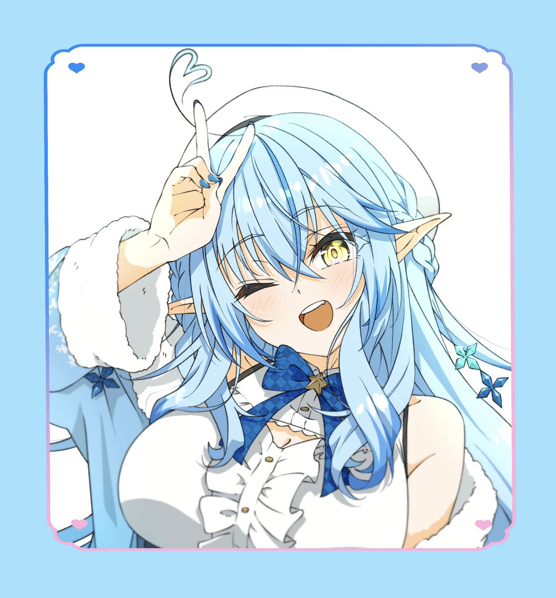 雪花ラミィ ,雪花ラミィ(通常) 「今日はラミィちゃん!!!! 暑くなってきてしまった…」|保村 成(ほむらみのり)のイラスト