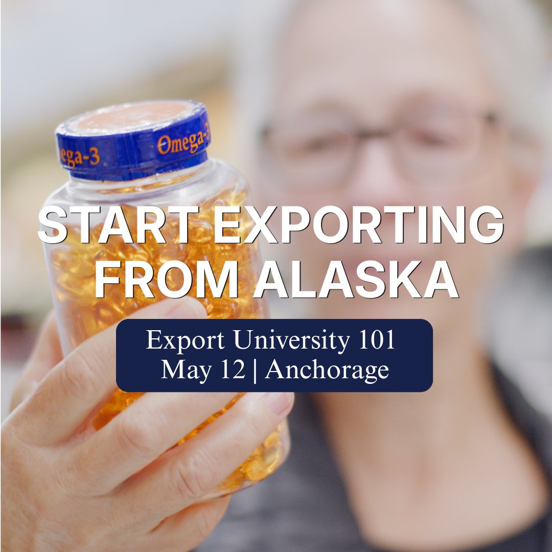 AlaskaDcced's tweet photo. Alaska products are in demand. Are you ready?

Export University 101 | May 12 | Anchorage

Export readiness, logistics, compliance &amp; financing with U.S. Commercial Service &amp; AK District Export Council.

Register: https://t.co/z9IJCdPXf8 https://t.co/NWSH8OjjtL